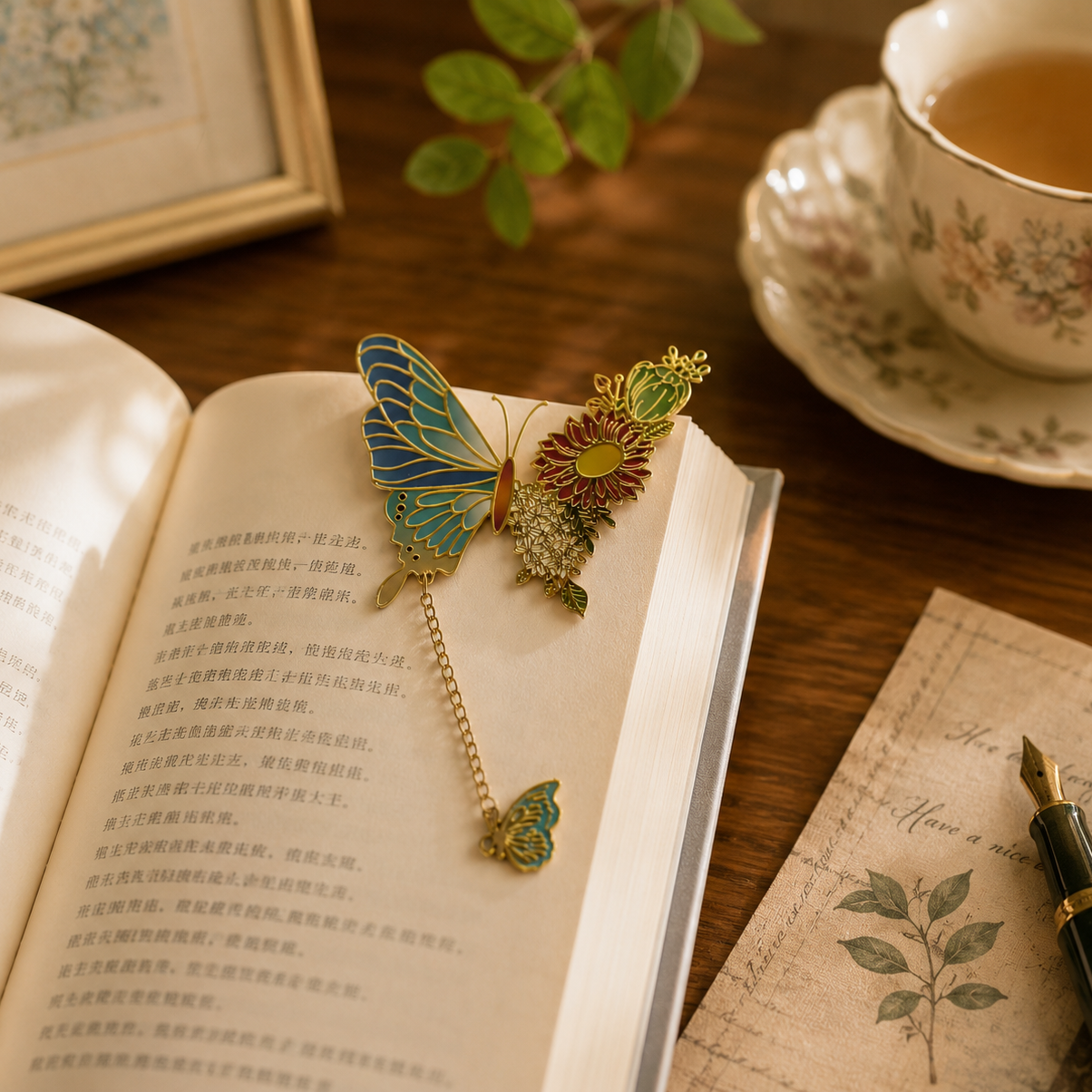 Vintage-Style Metal Butterfly Bookmark | Gift for Book Lovers