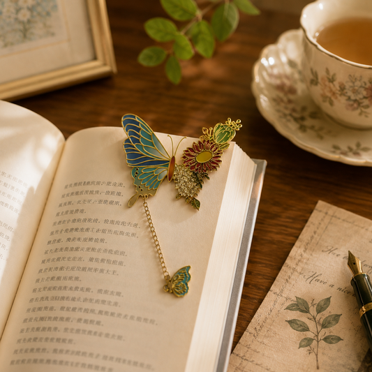 Vintage-Style Metal Butterfly Bookmark | Gift for Book Lovers