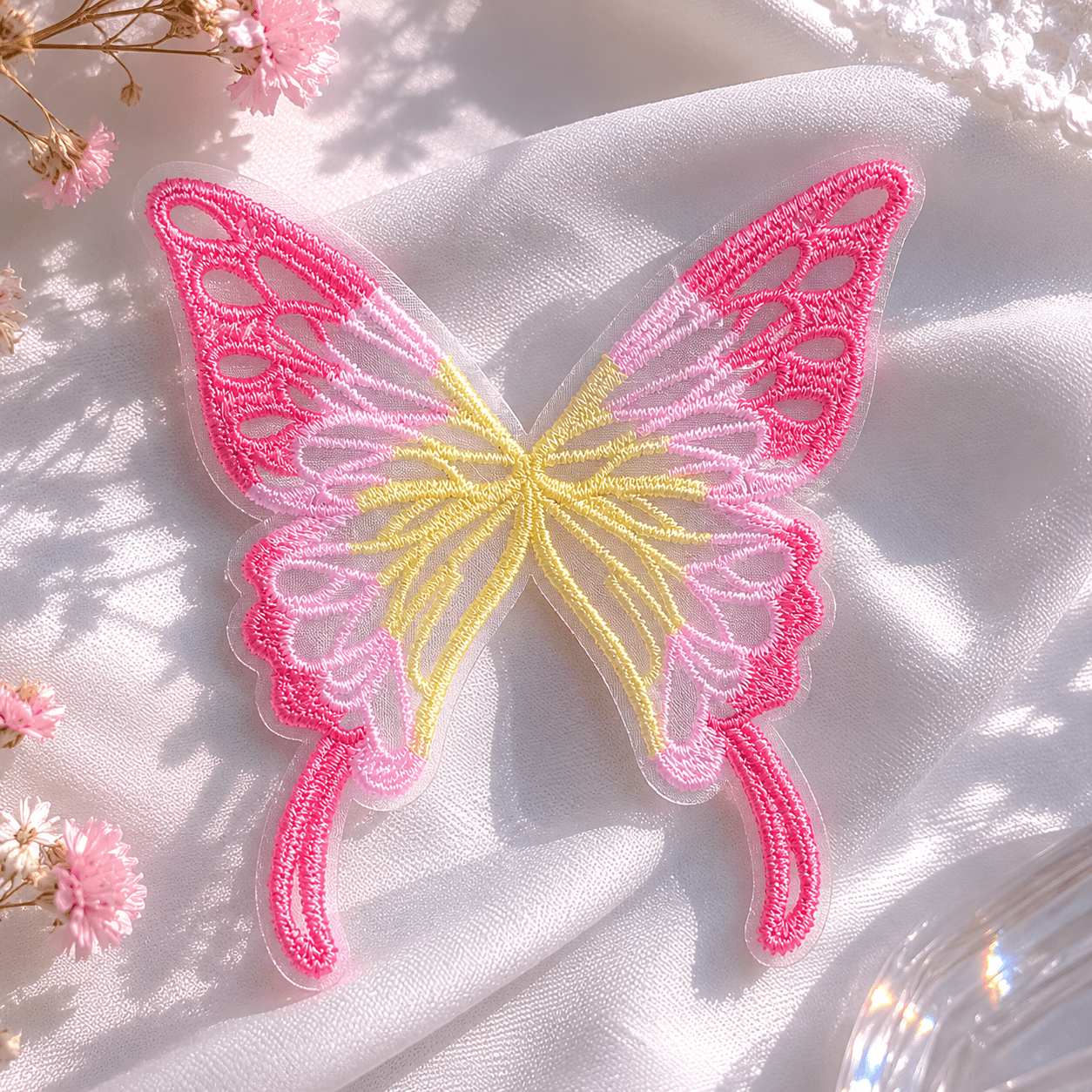 Embroidered Butterfly Mesh Applique Patch - dongccxicc