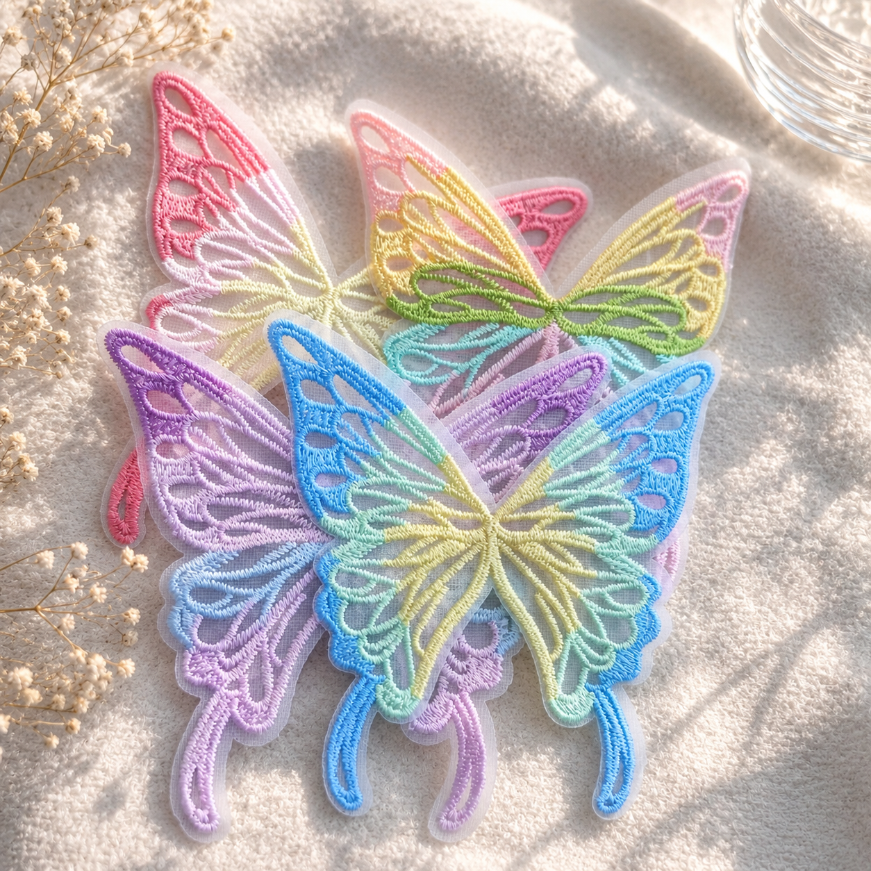 Embroidered Butterfly Mesh Applique Patch - dongccxicc